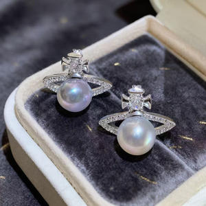 Pendentif en argent S925 avec accessoires en perles DIY 31291, pendentif de collier en jade de style planète vide rond de 6 à 8 mm - Product Image 3