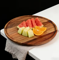 Ensemble de plateaux de service en bois, plateaux ronds pour le thé, le café, le petit-déjeuner, la cuisine, la salle à manger, la décoration de table du salon