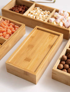 Nueve rejillas ecológicas modernas Dim Sum plato de madera para manualidades cajas de madera hechas a mano logotipo personalizado fruta aperitivos carteles de pared Color Natural - Product Image 6