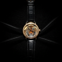 Montre mécanique personnalisable avec fermoir, cadran argenté, verre saphir, motif animal tigre émaillé, pour homme, cadeau