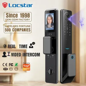 LocstarTuyaゴールデンビデオ3D顔認識フィンガースマートドアロックWifiアルミニウムドア用