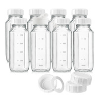 Bouteilles de lait réutilisables en verre carrées de 8oz 12oz 16oz 32oz 2L avec bec verseur et bouteilles de boisson en verre à vis hermétiques