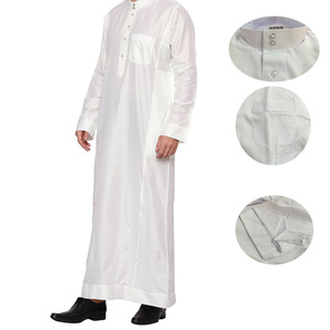 Bata <span class=keywords><strong>tradicional</strong></span> de poliéster con cuello de solapa para hombre, diseño de bolsillo, talla XXL, <span class=keywords><strong>Vestido</strong></span> corto de talla grande para giras de Dubái para Oriente Medio árabe, otoño - Product Image 3