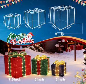 Cajas de Regalo con Luces LED Blancas Cálidas de Navidad, Preiluminadas, Diferentes Tamaños, Decoración Navideña para Interiores y Exteriores, IP65 - Product Image 3