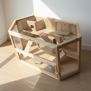 Casa Multifuncional de Madera Natural Transpirable y Ecológica para Mascotas Pequeñas (Hámster y Conejillo de Indias) para Uso Interior/Exterior - Product Image 6