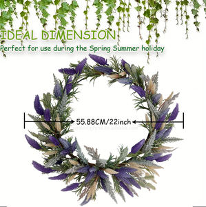 Decoración de Primavera/Verano, Corona de Lavanda de 22 Pulgadas para Ventana de Casa, Puerta Principal, Todas las Temporadas, Uso Diario, Bodas y Fiestas - Product Image 4