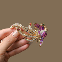 Nouvelle broche phénix de style chinois, émail incrusté de strass, épingle de revers de luxe pour femme