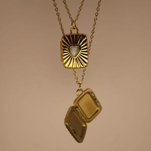 Acier inoxydable plaqué <span class=keywords><strong>or</strong></span> rectangulaire <span class=keywords><strong>livre</strong></span> Photo médaillon pendentif collier <span class=keywords><strong>coeur</strong></span> oeil de chat pierre pendentifs à la mode breloques - Product Image 3