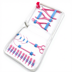 Kit d'outils professionnels pour extensions de cheveux TEEJAY, rose bébé, acier inoxydable, léger, réutilisable, logo OEM personnalisé, emballage personnalisé - Product Image 2