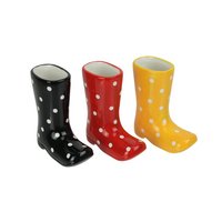 Jaune décorative émaillée cowboy botte en céramique fleur vase