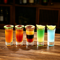 Verre à shot cylindrique droit sans plomb à base épaisse pour spiritueux, whisky, vodka, sublimation, 25ml, 45ml, 65ml