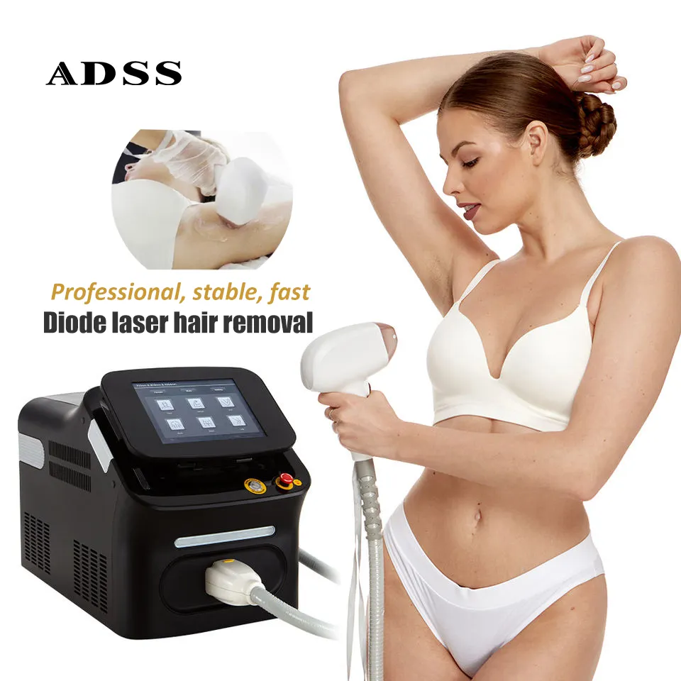 ADSS en çok satan profesyonel lazerli diyot 755 + 808 + 1064 buz ağrısız 808nm kalıcı diyot lazer epilasyon makinesi