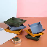 Plateau de valet en cuir PU pour bijoux montres pièces clés téléphone organisateur de table de chevet polyvalent et vaisselle de bureau pour le rangement de la salle de bain