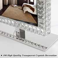 Miroir de maquillage carré en métal de luxe avec lumières LED, miroir de maquillage intelligent en cristal, miroir cosmétique personnalisé