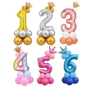 Em Bé Tắm Kỹ Thuật Số Nhôm Lá Cột Bóng Bay Số Lá Bóng Bay Trẻ Em 0-9 Tuổi Sinh Nhật Trang Trí Tiệc Đứng Set - Product Image 1