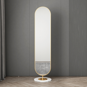 360 °   <span class=keywords><strong>Specchio</strong></span> Ovale Girevole a Figura Intera <span class=keywords><strong>con</strong></span> Base in Marmo, <span class=keywords><strong>Specchio</strong></span> da Terra <span class=keywords><strong>con</strong></span> <span class=keywords><strong>Cornice</strong></span> in Metallo Dorato per Camera da Letto e Soggiorno - Product Image 4