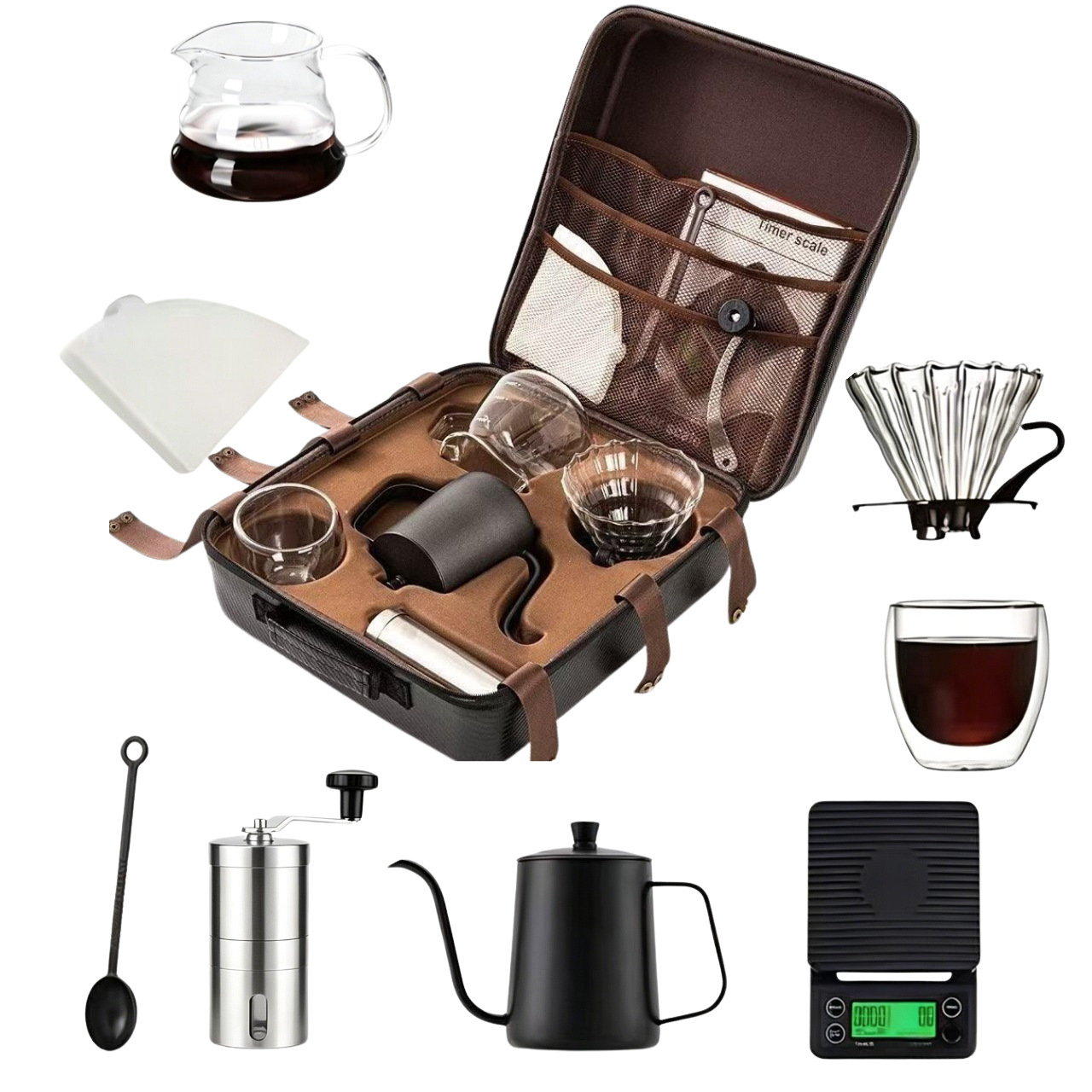 Coffret cadeau moulin à café en acier inoxydable EVA (9 pièces)
