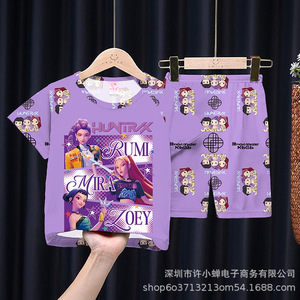<span class=keywords><strong>Pijamas</strong></span> <span class=keywords><strong>de</strong></span> Dibujos Animados para Niños, Conjunto <span class=keywords><strong>de</strong></span> Pantalones Cortos <span class=keywords><strong>de</strong></span> Manga Corta, Poliéster Fino, Ropa <span class=keywords><strong>de</strong></span> Dormir para Niñas, Ropa <span class=keywords><strong>de</strong></span> Casa para Verano - Product Image 3