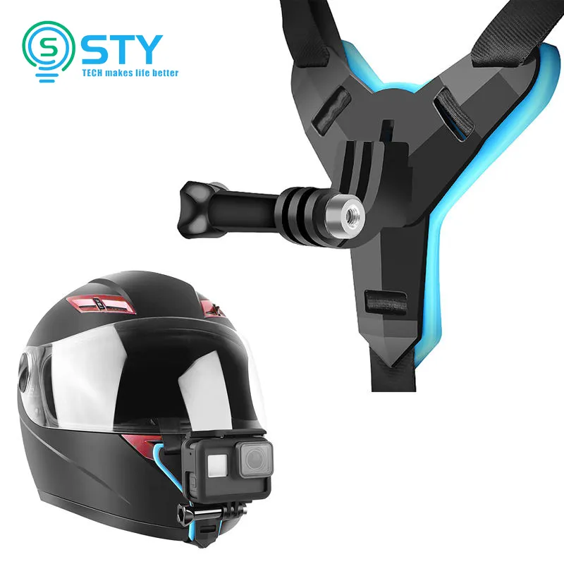 STY pour GoPro Hero Monté Casque adaptateur vélo caméra Mont Mentonnière Moto Casque caméra support accessoire