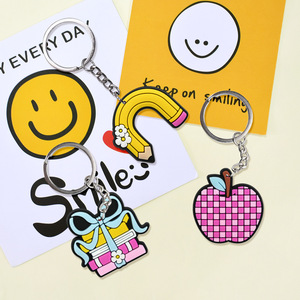 2026 Custom Removable DIY Pvc Cartoon School Study Keychain Charms Keychain Llaveros Key <b>Ring</b> for Student - Product Image 2