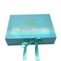 Boîte cadeau de luxe en carton rigide avec fermeture magnétique, impression personnalisée, turquoise et violet, pour cadeaux