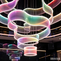 Luminaire suspendu LED en acrylique ondulé RGB personnalisable ZKAI, décoration de plafond pour la décoration de salle de mariage