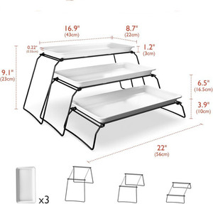 <span class=keywords><strong>Alzata</strong></span> per Torte a 3 Piani, Vassoi di Servizio in Metallo, Piatti in Melamina di Grado Alimentare 5A, Espositore per Dolci e Dessert per Eventi e Hotel - Product Image 6