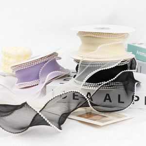Nine-Colored Ribbon Organza Ribbon Spool 6Cm Pearl Edge Wavy Trim For Flowers Gift Boxes Ties - Product Image 3