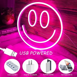 Enseigne néon LED visage souriant pour décoration murale, intensité réglable, jaune/rose, étanche IPX3, pour centres commerciaux et usage domestique - Product Image 4