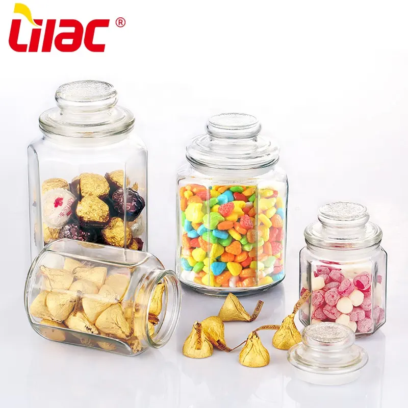 Lilas BSCI SGS LFGB 750ml 1200ml 1600ml vente en gros décor moderne ensemble de conteneurs malaisie paquet gingembre bonbons biscuits pot en verre