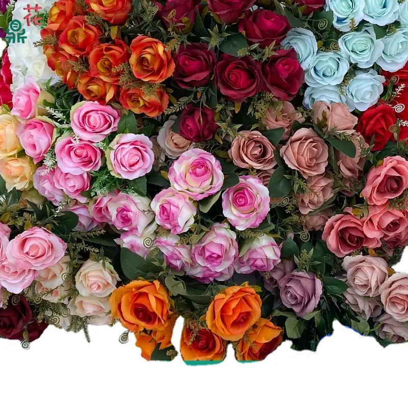 LFH 9 رؤوس رقم 10 ورود مجموعة لؤلؤة ورود رومانسية زهور ديكور منزلي ناعم مناظر طبيعية زهور حريرية بالجملة