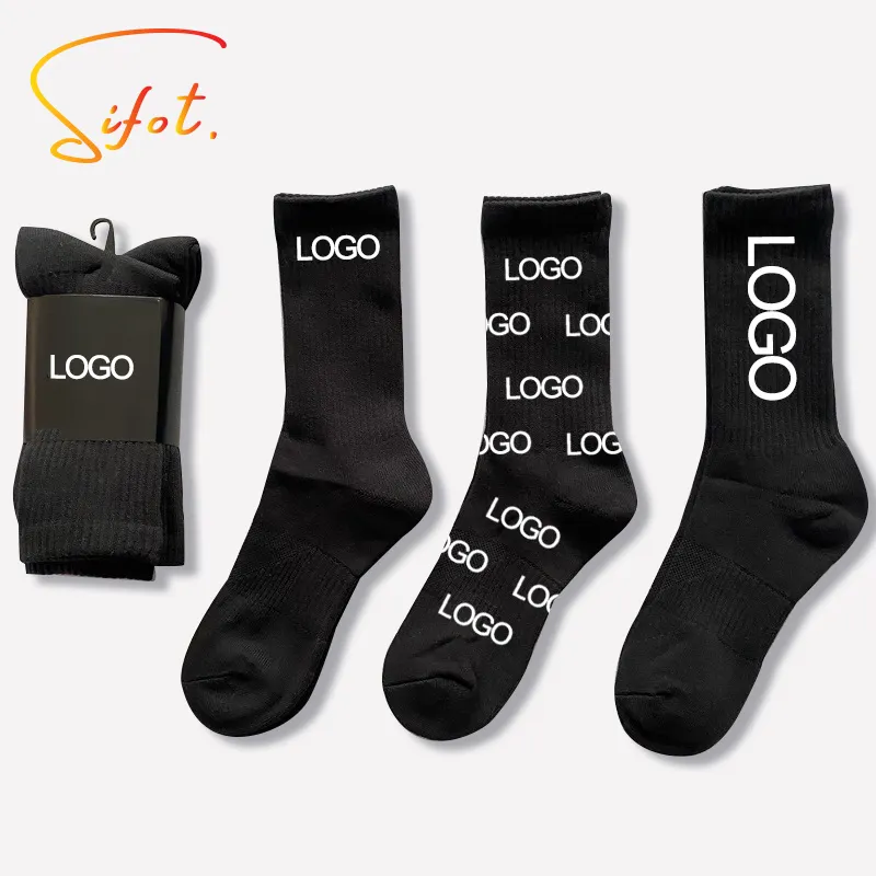 Sifot Großhandel Custom Hochwertige Crew Socken Gestrickte Herren strümpfe mit Ihrem eigenen Logo ohne Mindest bestellmenge