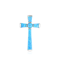 Bijoux vintage éblouissants bague de fiançailles en argent 925 pour femmes pendentif croix opale-réglage de griffe artisanal couleur captivante