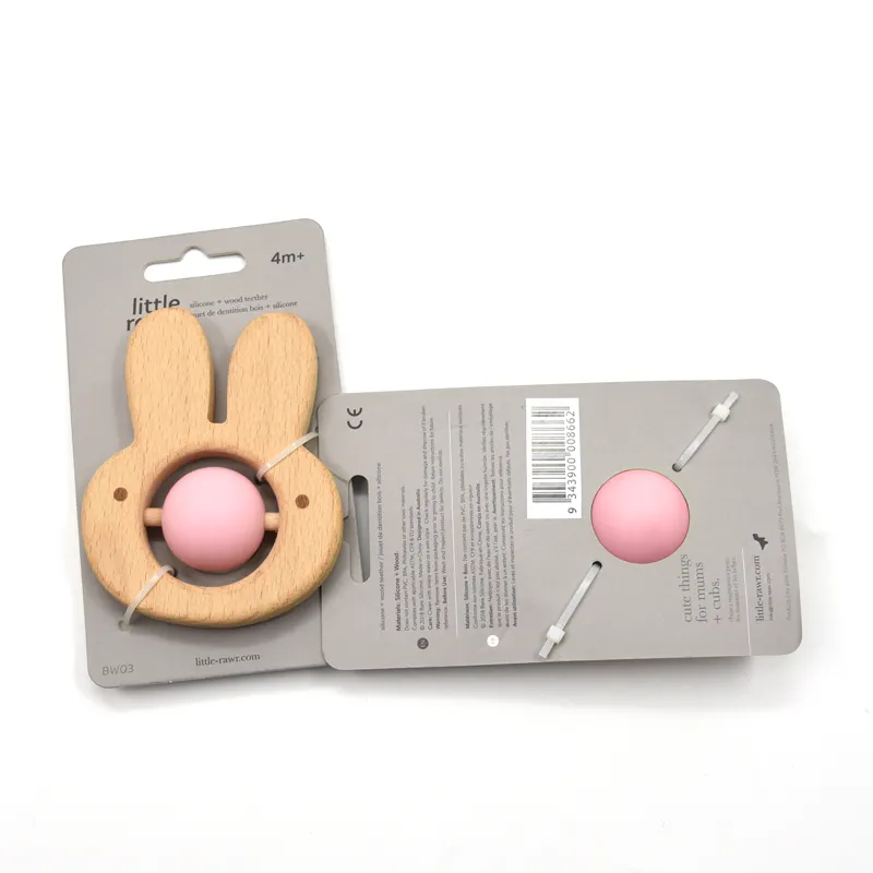 2022 New Hot Amazon Baby Silicone Wooden Teether BPA Free Teether Ring Baby Soft Toy