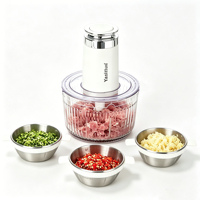 Hachoir à viande électrique 1,2 L avec bol en verre borosilicate de haute qualité et lames interchangeables pour viande hachée, pâte, ail, piment, aliments pour bébés