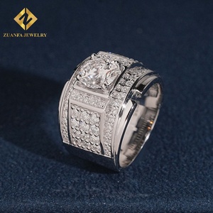 แหวนเพชรเม็ดใหญ่ทรงกว้างสำหรับผู้ชาย ZUANFA JEWELRY ประดับเพชรแล็บโกรว์ S925 เครื่องประดับฮิปฮอปสำหรับผู้ชาย - Product Image 3