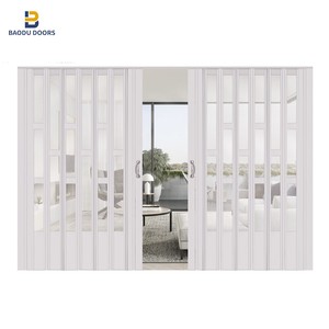 Porta scorrevole a soffietto in PVC con pannello PS in acrilico con pannelli a onde-porta a soffietto a fisarmonica - Product Image 4