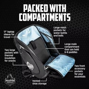 Grands sacs de tennis pour femmes, sac à dos avec compartiment ventilé pour chaussures et poche isotherme, capacité de 2 raquettes de pickleball - Product Image 2