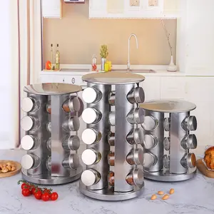 Rack rotativo vertical para cozinha, prateleira para tempero de cozinha, suporte redondo com rolo de aço inoxidável, 360