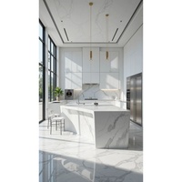 Cuisine sur mesure Distinguished Marble Island Extra Modern avec finition laquée en contreplaqué créatif pour les maisons