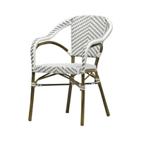 Chaise de salle à manger d'extérieur en rotin PE de style décontracté pour café, salon de thé, balcon, cour et jardin