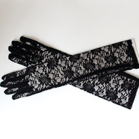 Gants de dentelle longs pour femmes noires et blanches dansant des gants de mariée bon marché