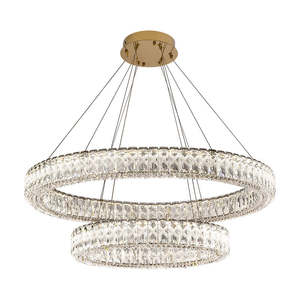 Candelabro de anillo de cristal moderno, luz colgante Circular de tira larga, altura ajustable para comedor, medio para hoteles, restaurantes - Product Image 6
