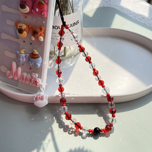 2023 personnalisé Girly acrylique téléphone portable perlé chaînes de charme lanière dragonne à la mode Silicone <span class=keywords><strong>iPhone</strong></span> 15 accessoire mignon - Product Image 2
