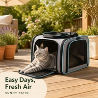 Sac de transport pour animaux de compagnie en polyester Oxford souple double face extensible, approuvé par les compagnies aériennes, avec maille respirante, pliable, pour chat et chien