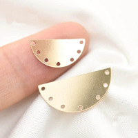 Connecteurs de charme en forme de lune véritable pendentif demi-cercle rempli d'or 14K avec 2/6 trous pour la fabrication de bijoux de bracelet de collier à faire soi-même