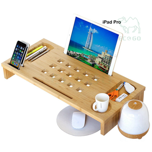 ขาตั้งมอนิเตอร์ไม้ไผ่แบบตั้งพร้อมที่เก็บของสำหรับสำนักงาน - Product Image 5