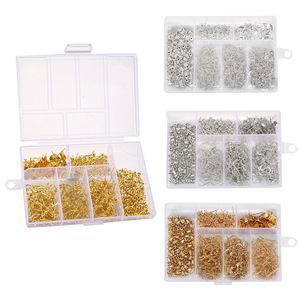 Kit de composants de bijouterie en alliage or et argent, comprenant anneaux de jonction, anneaux fendus, crochets de boucles d'oreilles et broches, accessoires pour la création de bijoux DIY, lot de 80 pièces - Product Image 1