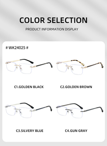 Lunettes de vue sans monture en métal pour hommes, de marque, tendance, de luxe, avec logo personnalisé pour entreprises - Product Image 6