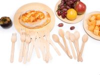 Ensemble de couverts jetables écologiques en bois, mini et simples, fourchette, cuillère, couteau, pour restaurant et fête - Vente chaude